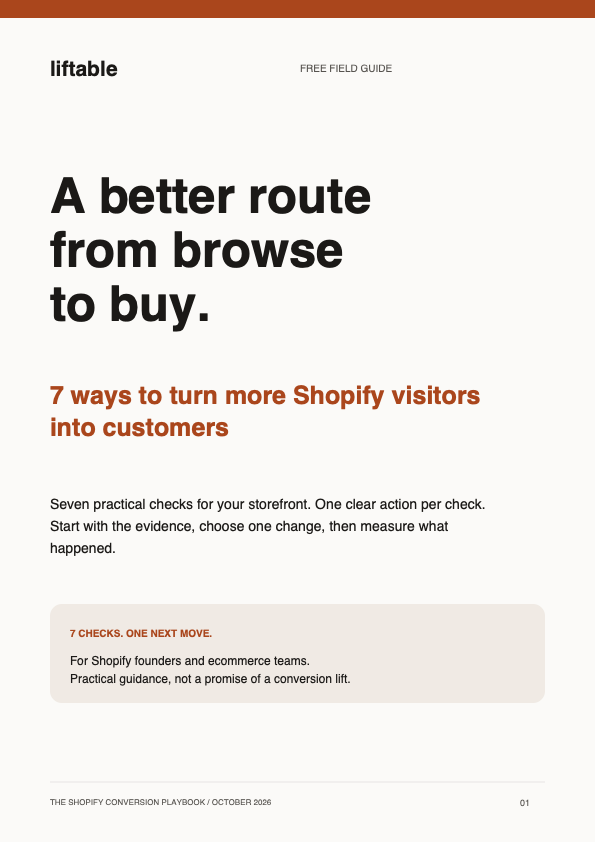 Cover of the Shopify Conversion Playbook from Liftable